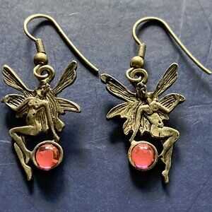 Fairy nymph mythical vintage fish hook earrings